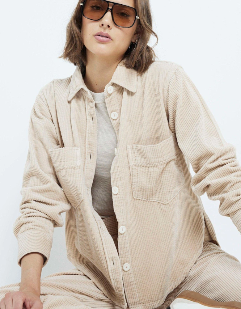 Relaxed Corduroy Shirt - Beige