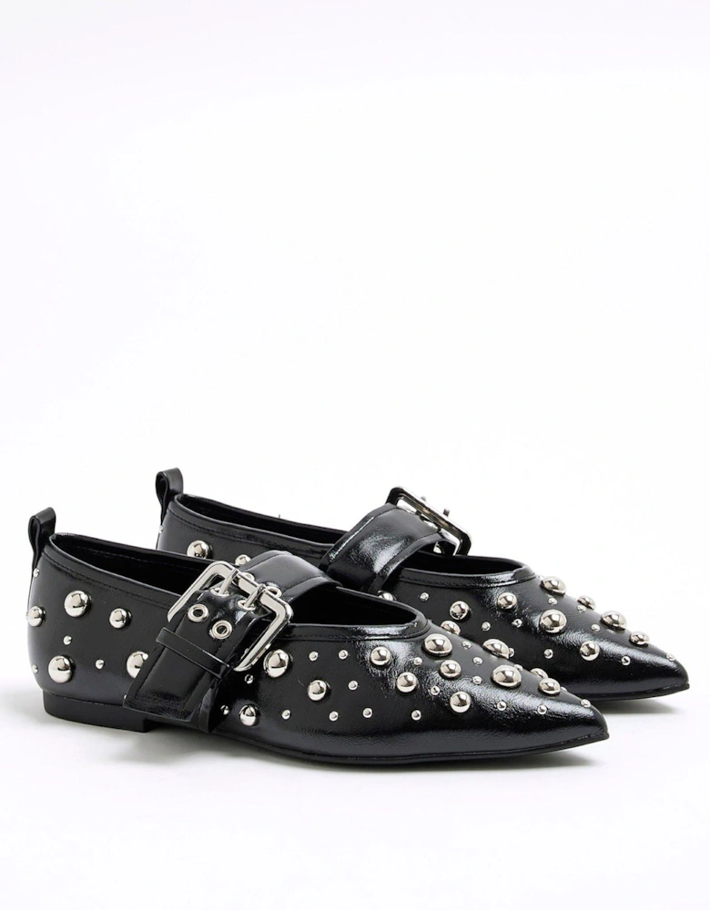 Studded Point Mary Jane - Black