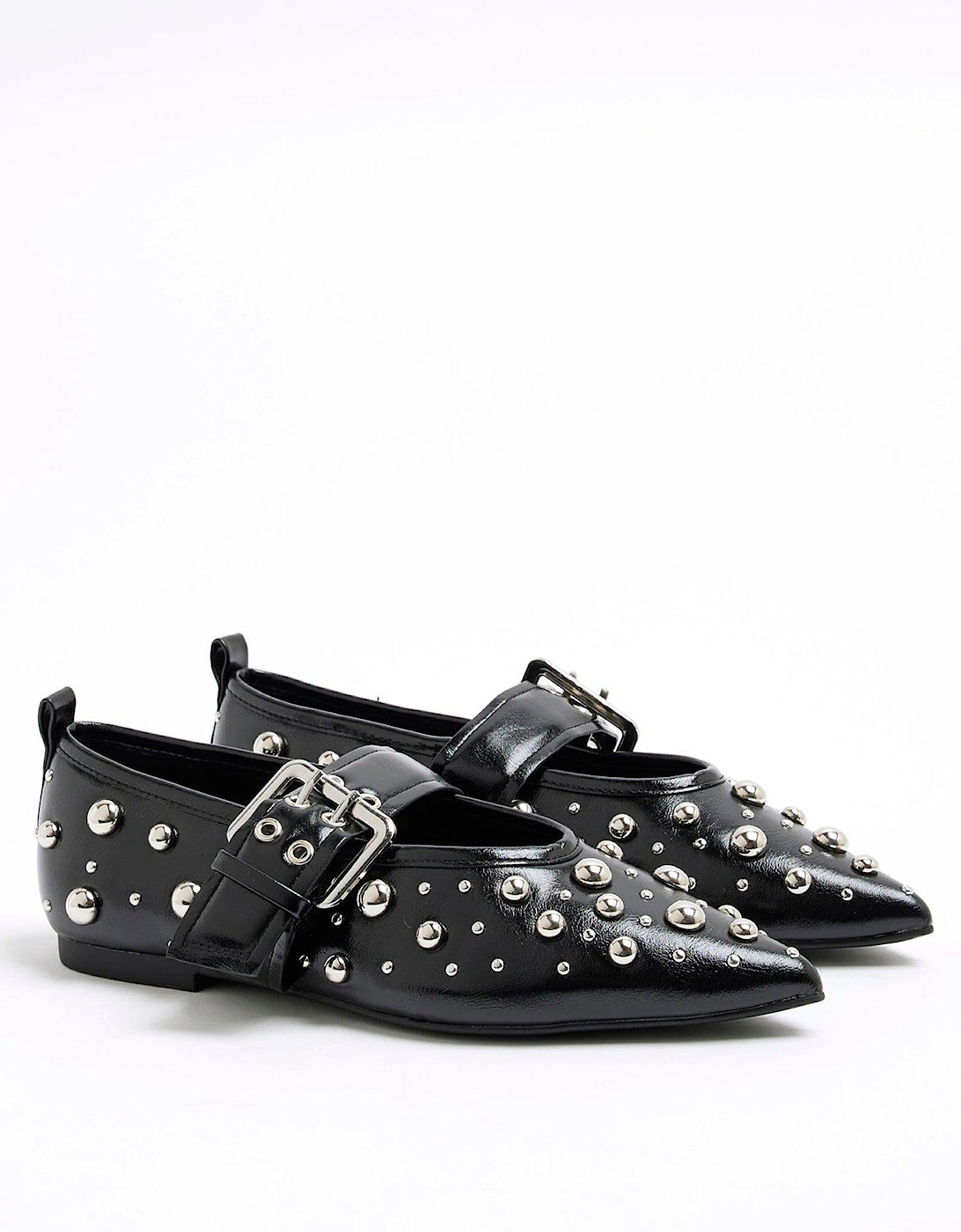 Studded Point Mary Jane - Black