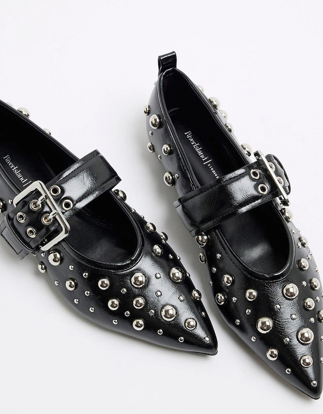 Studded Point Mary Jane - Black