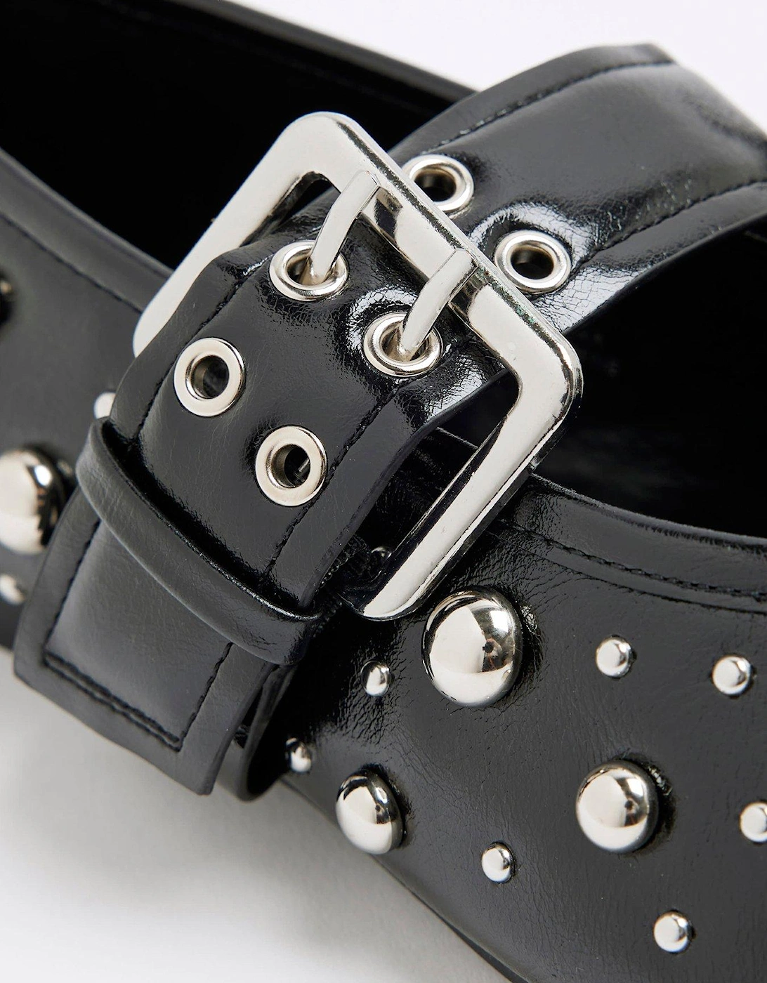 Studded Point Mary Jane - Black