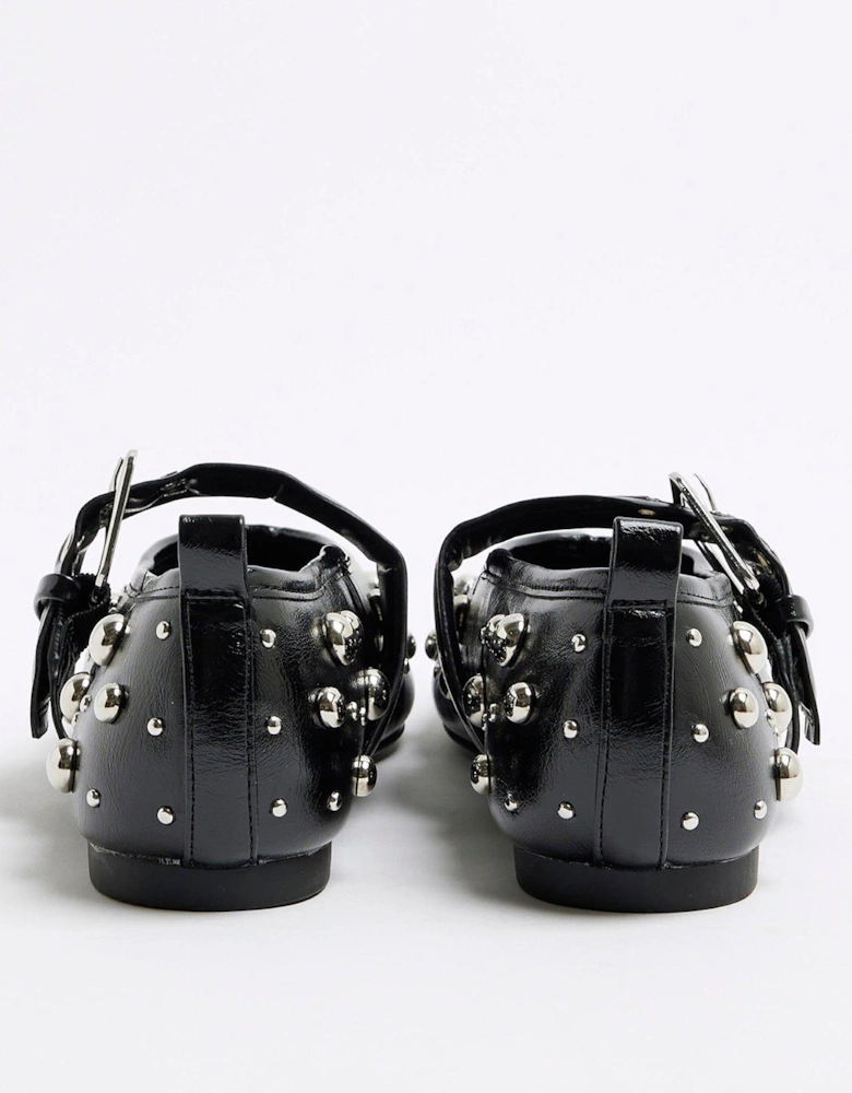 Studded Point Mary Jane - Black