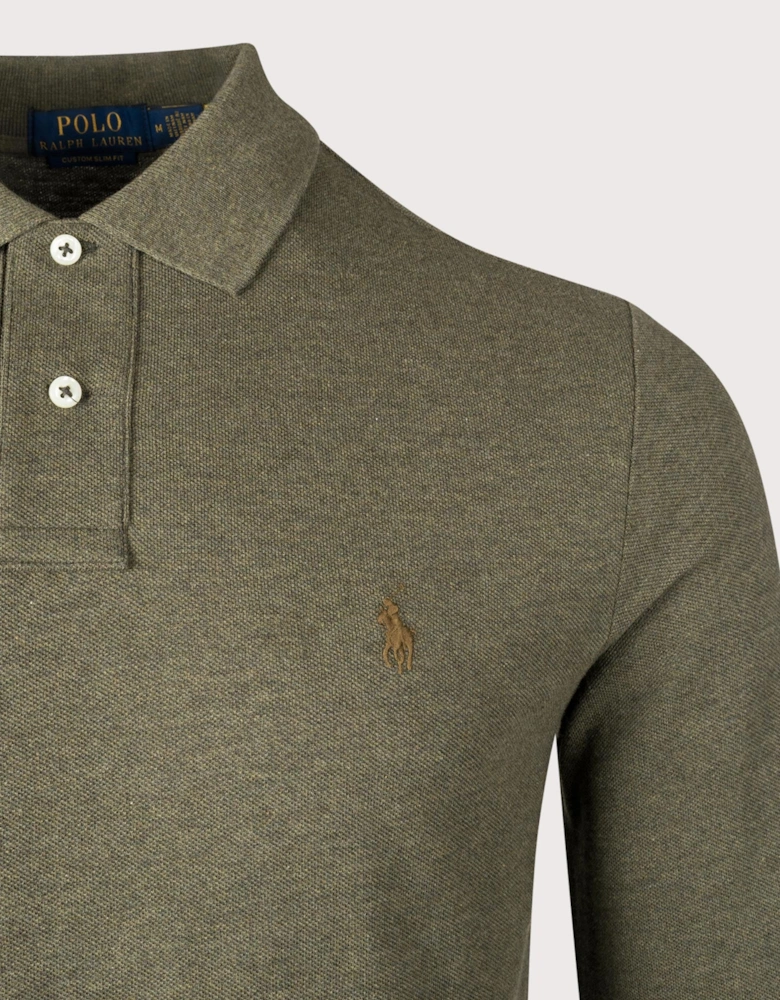 Custom Slim Fit Long Sleeve Polo Shirt