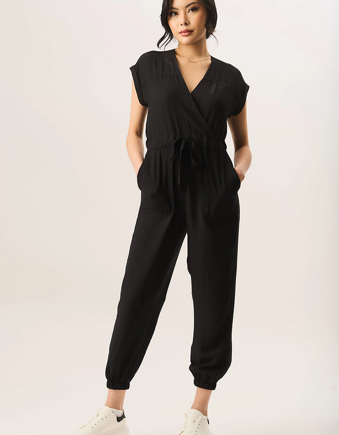 Black Waist Tie Pocket Detail Jumpsuit, 5 of 4