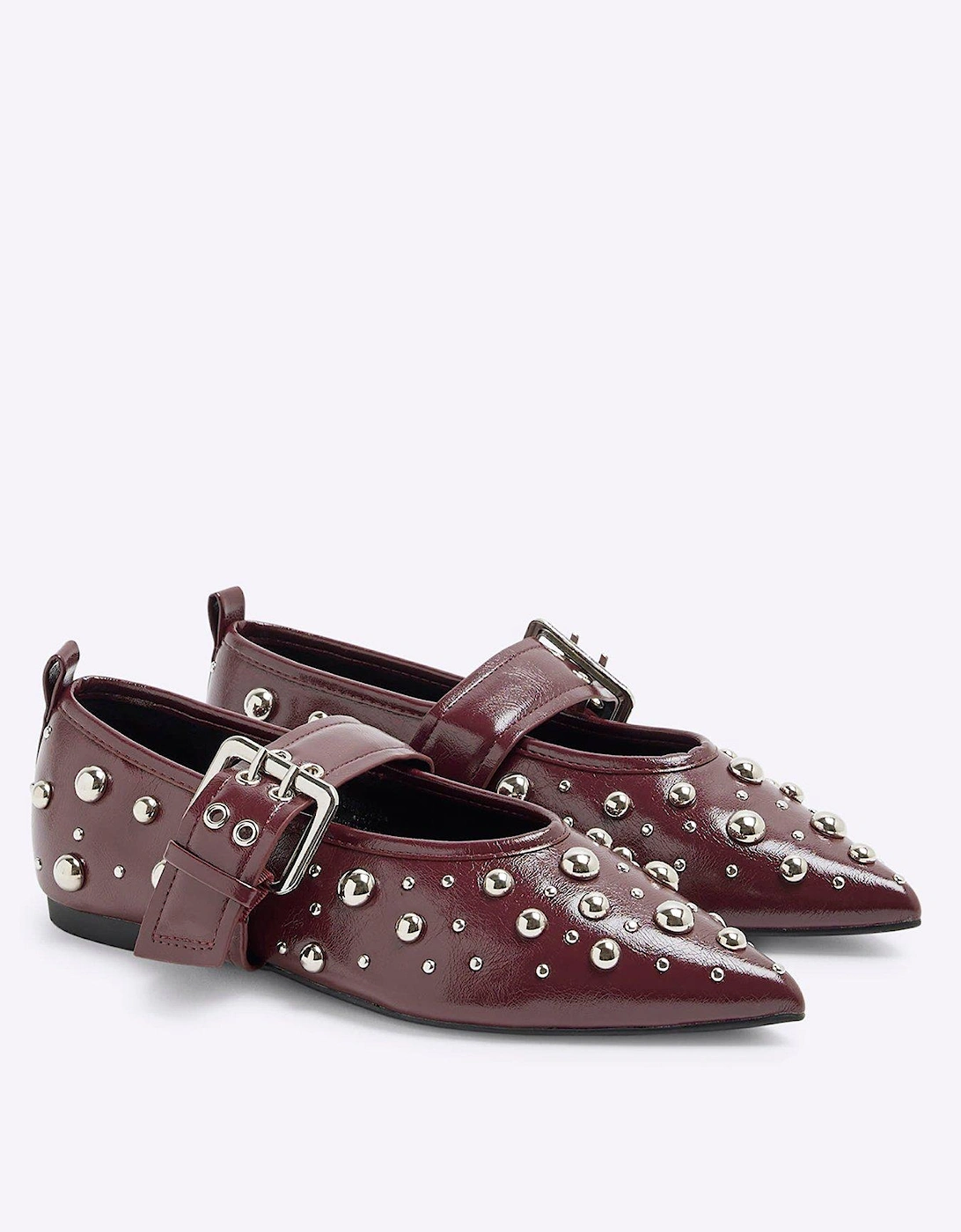 Studded Point Mary Jane - Red