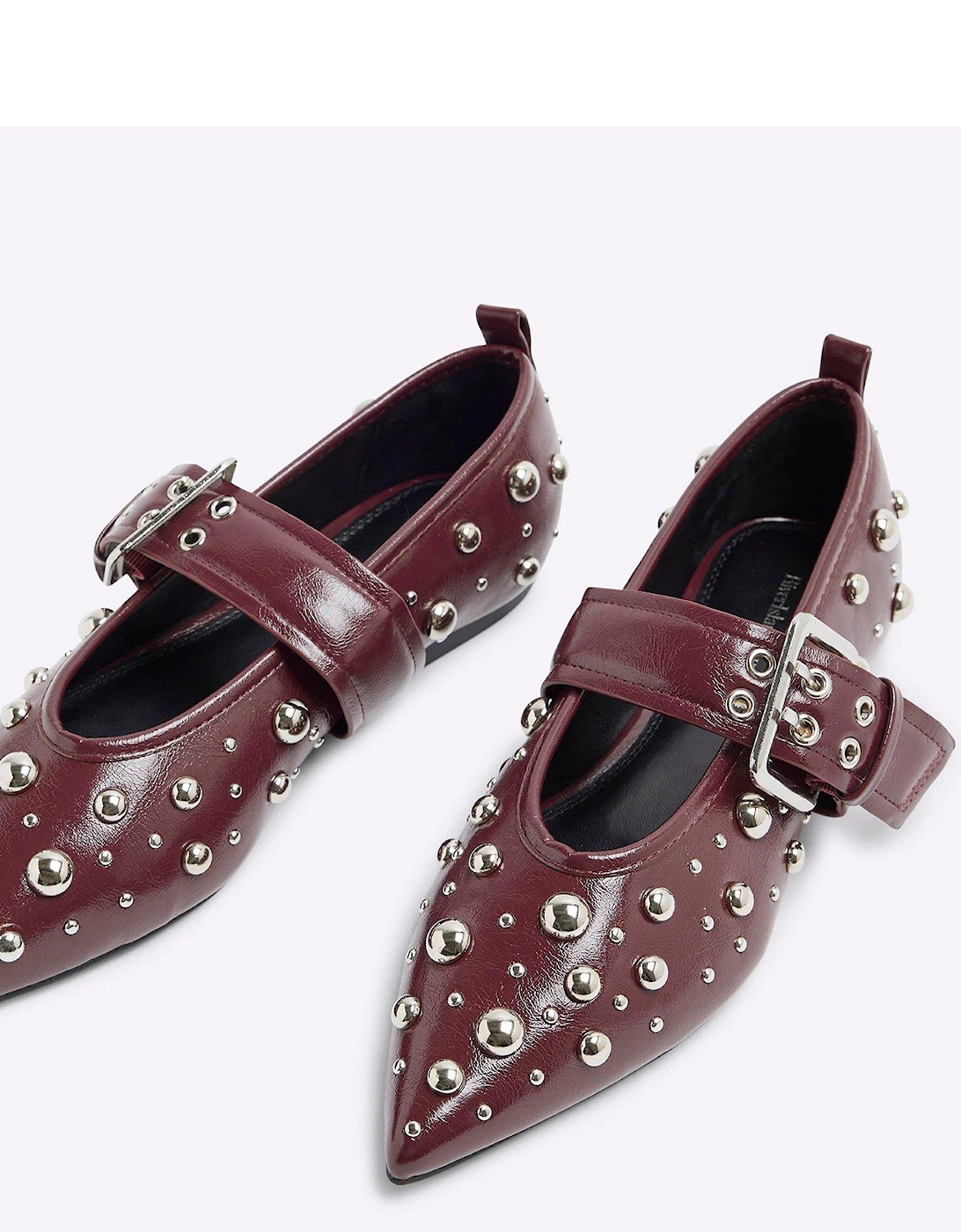 Studded Point Mary Jane - Red