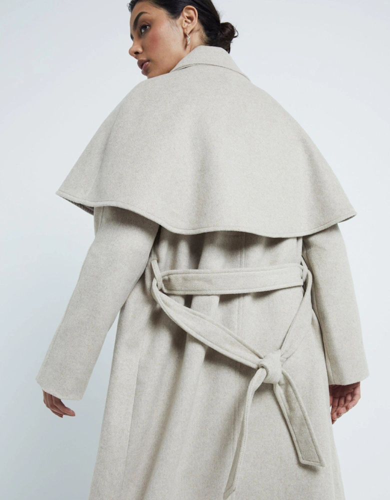 Wool Cape Coat - Light Beige