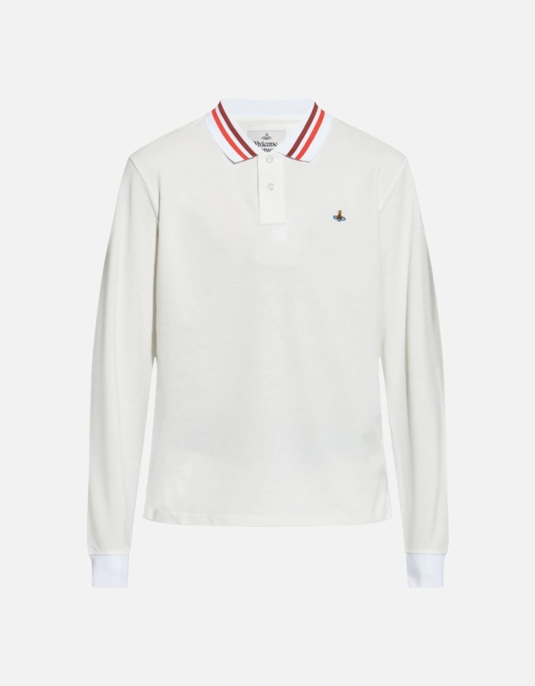 Classic Orb Long Sleeved Polo White