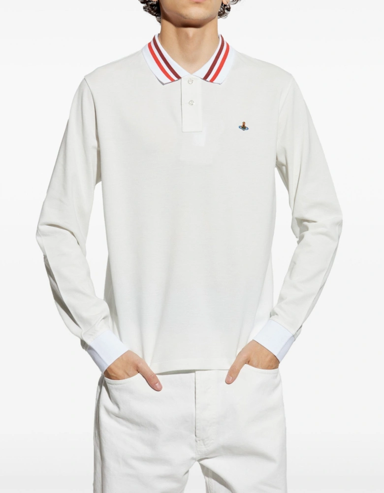 Classic Orb Long Sleeved Polo White