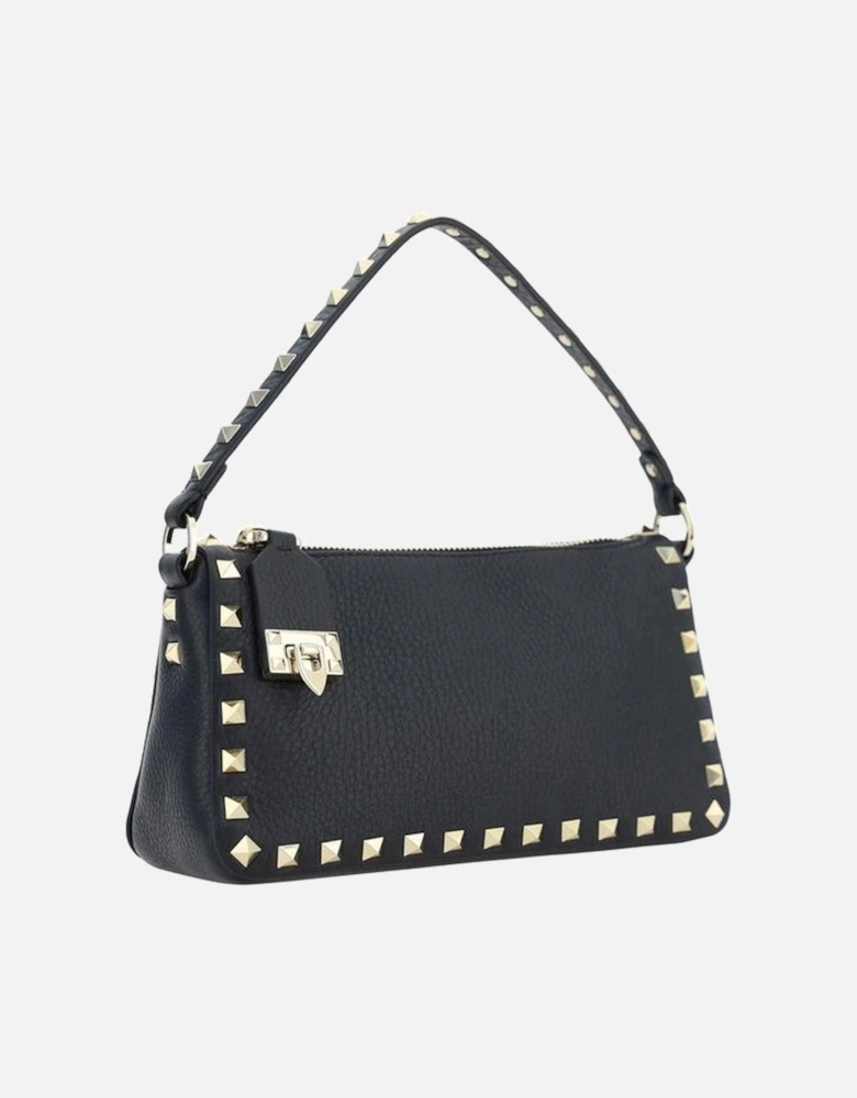 Small Rockstud Grained Leather Shoulder Bag Women - Black