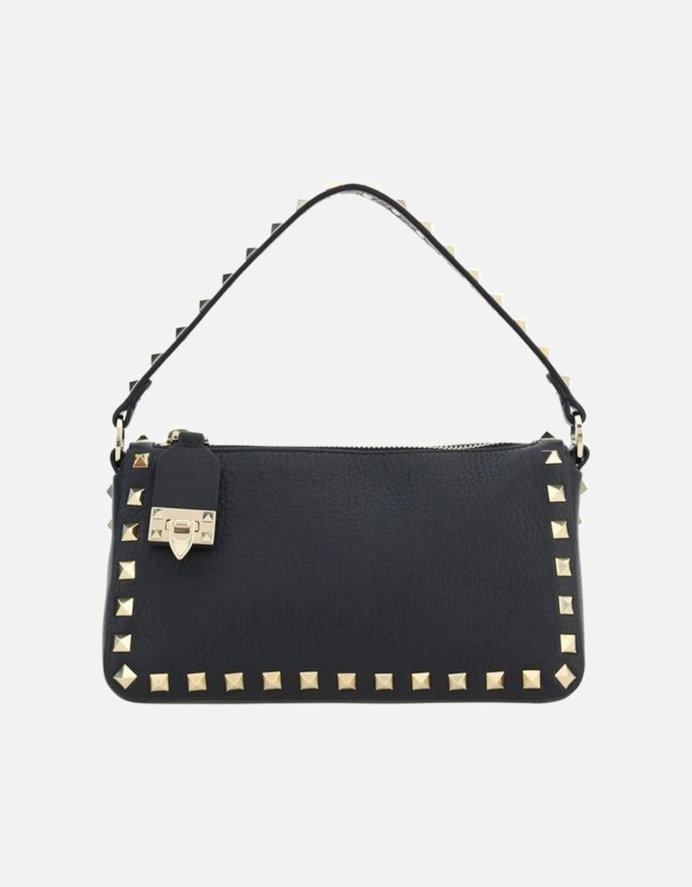 Small Rockstud Grained Leather Shoulder Bag Women - Black