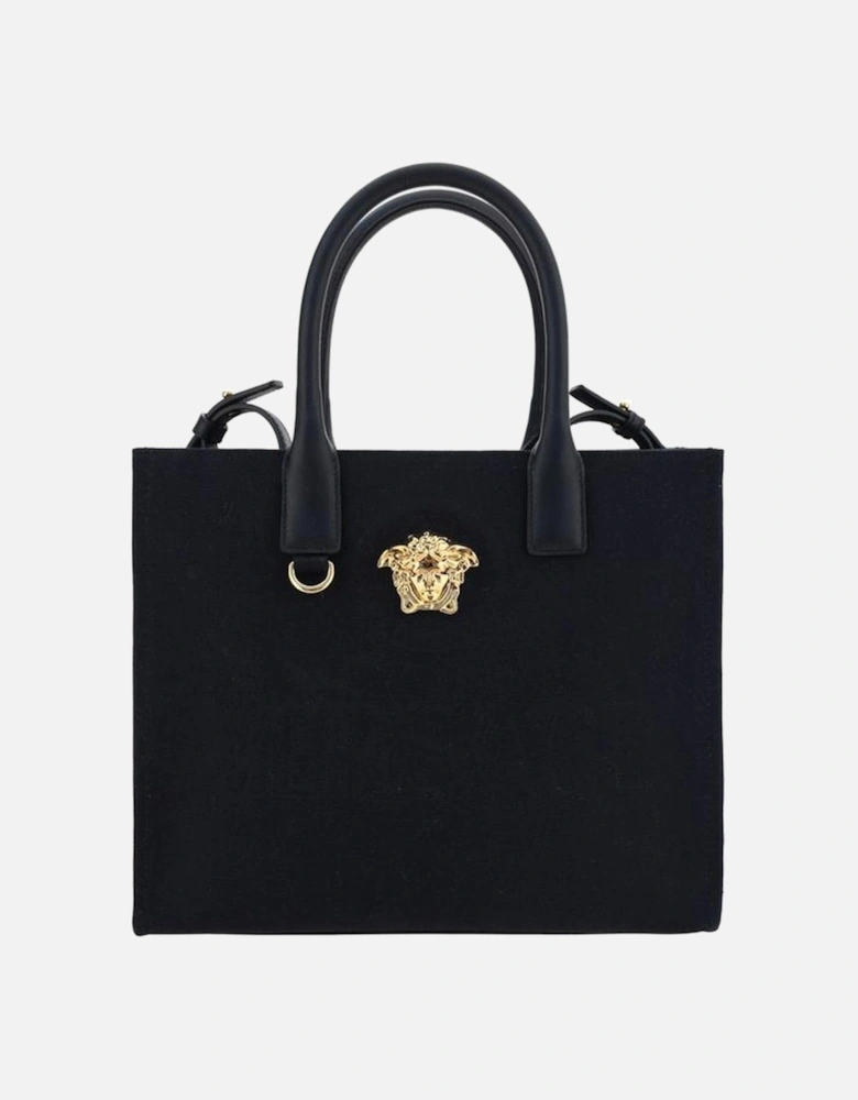 Cotton Shoulder Bag with Leather Handles and Medusa Applique Women -