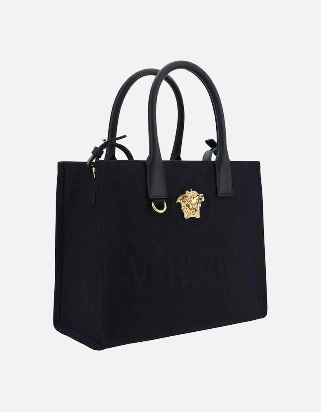 Cotton Shoulder Bag with Leather Handles and Medusa Applique Women -