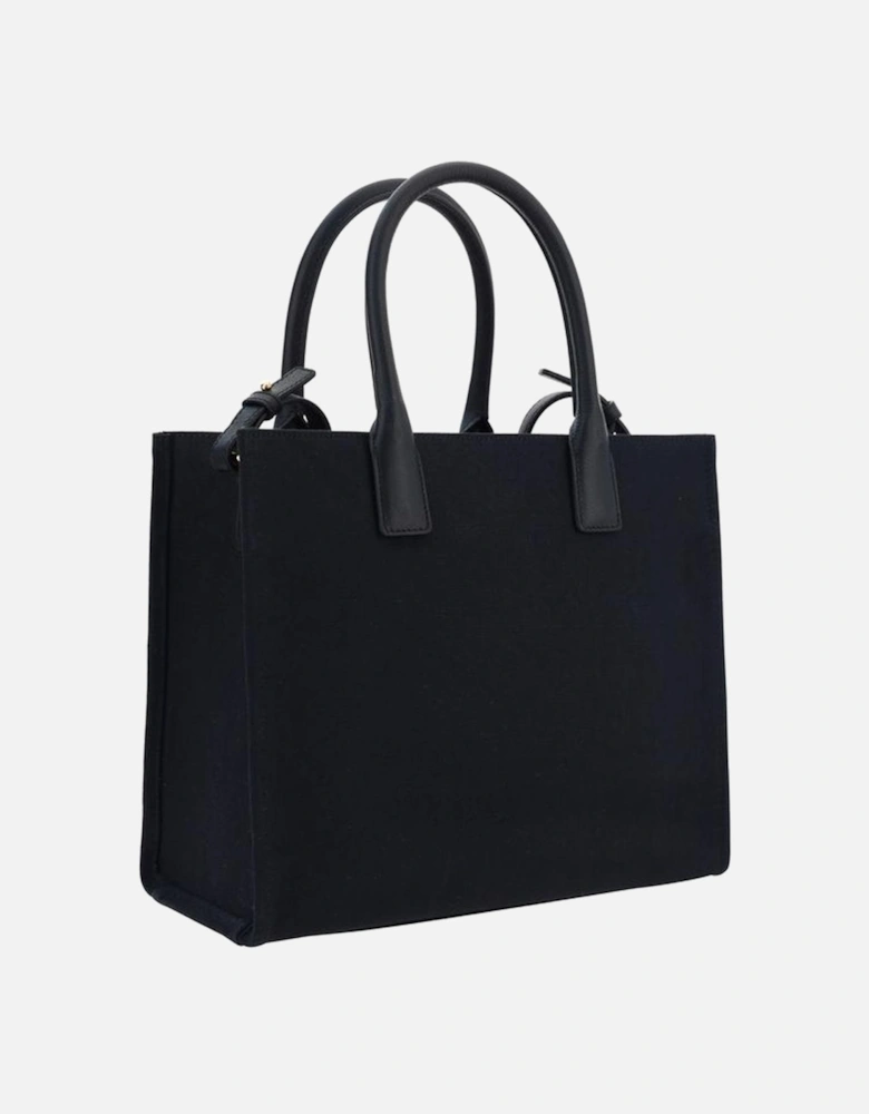 Cotton Shoulder Bag with Leather Handles and Medusa Applique Women -