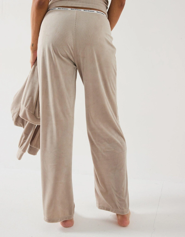 Vicky Rib Flare Lounge Trouser - Beige