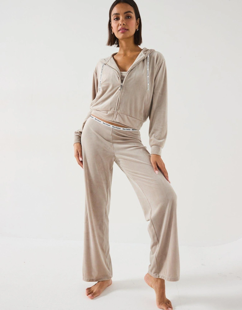 Vicky Rib Flare Lounge Trouser - Beige