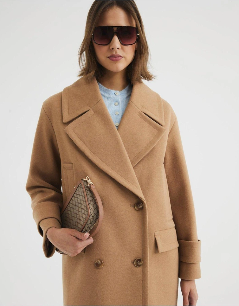 Double Breasted Pea Coat - Light Brown