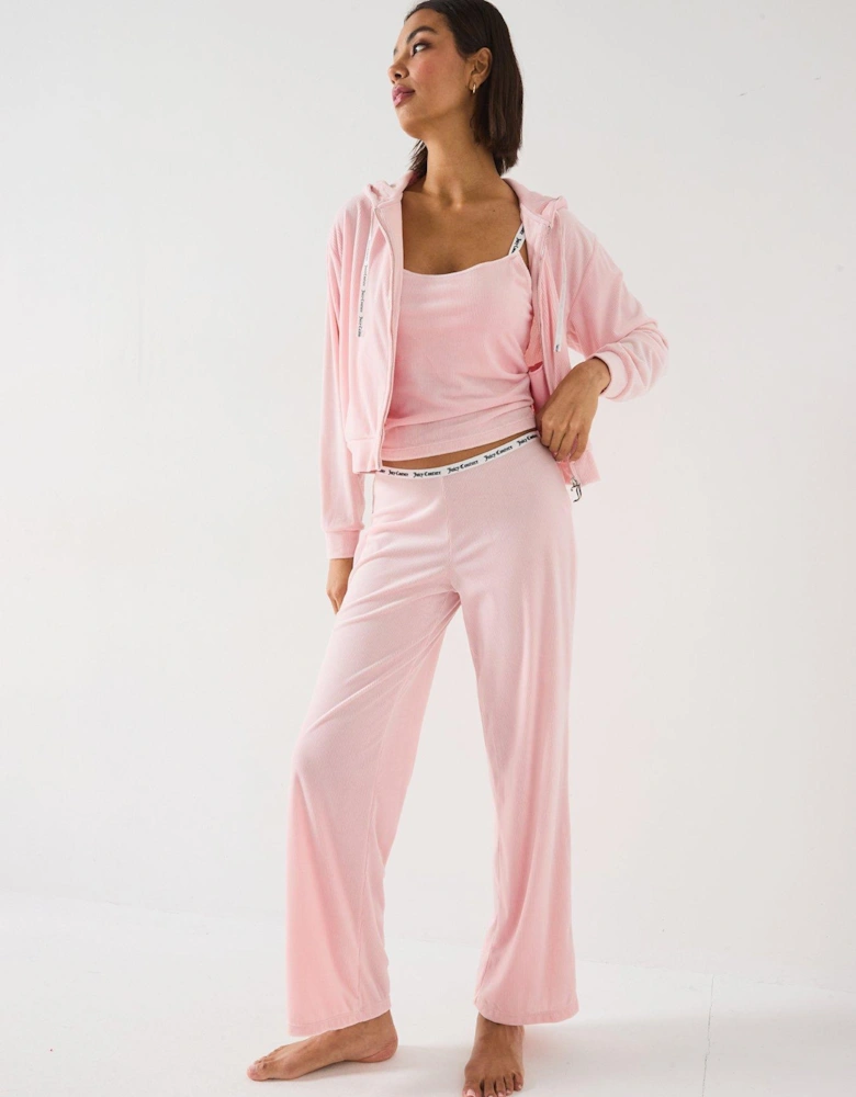 Liv Rib Velour Lounge Hoodie - Pink