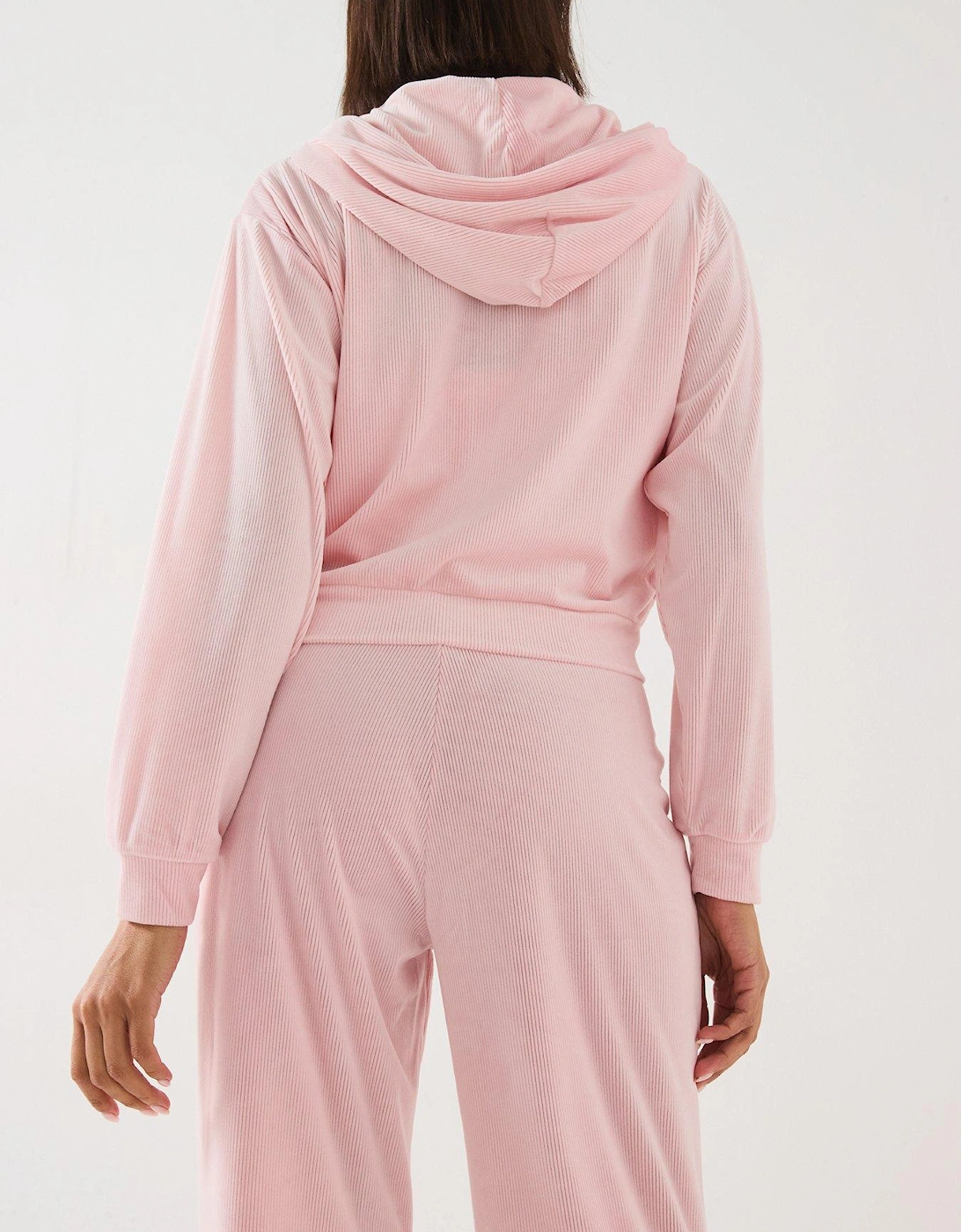 Liv Rib Velour Lounge Hoodie - Pink
