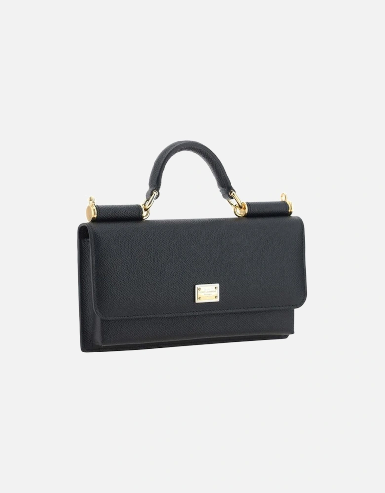 Calfskin Micro Sicily Shoulder Bag with Chain Strap Women - Black