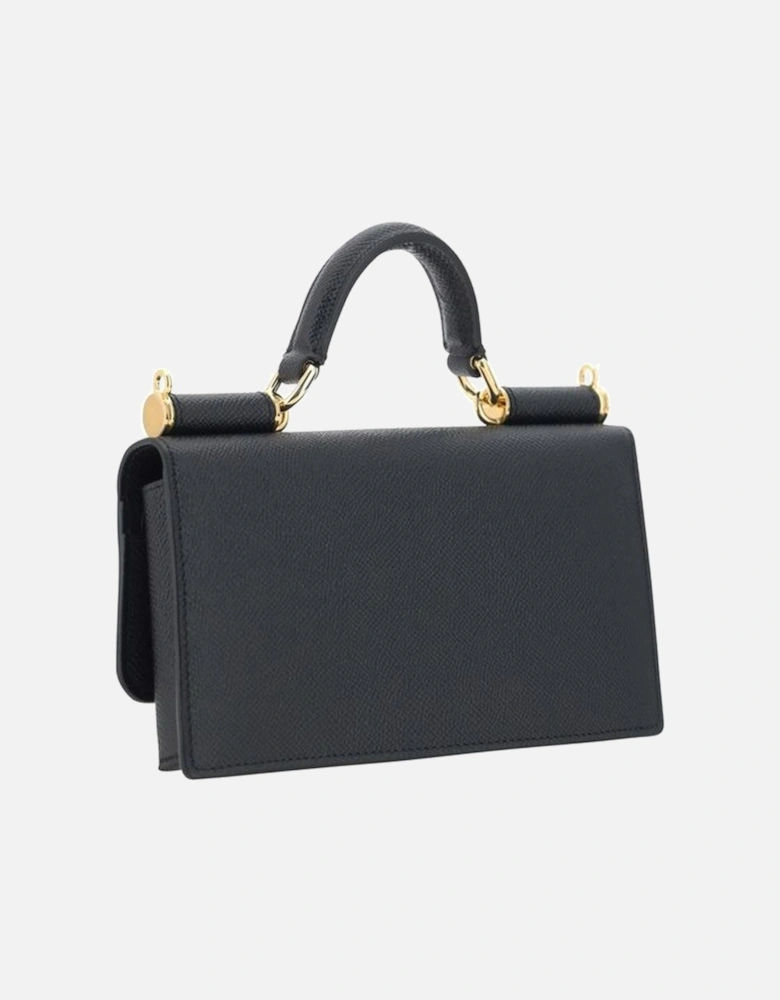 Calfskin Micro Sicily Shoulder Bag with Chain Strap Women - Black