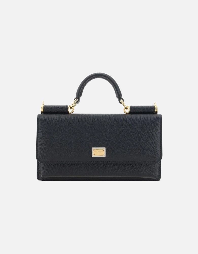 Calfskin Micro Sicily Shoulder Bag with Chain Strap Women - Black