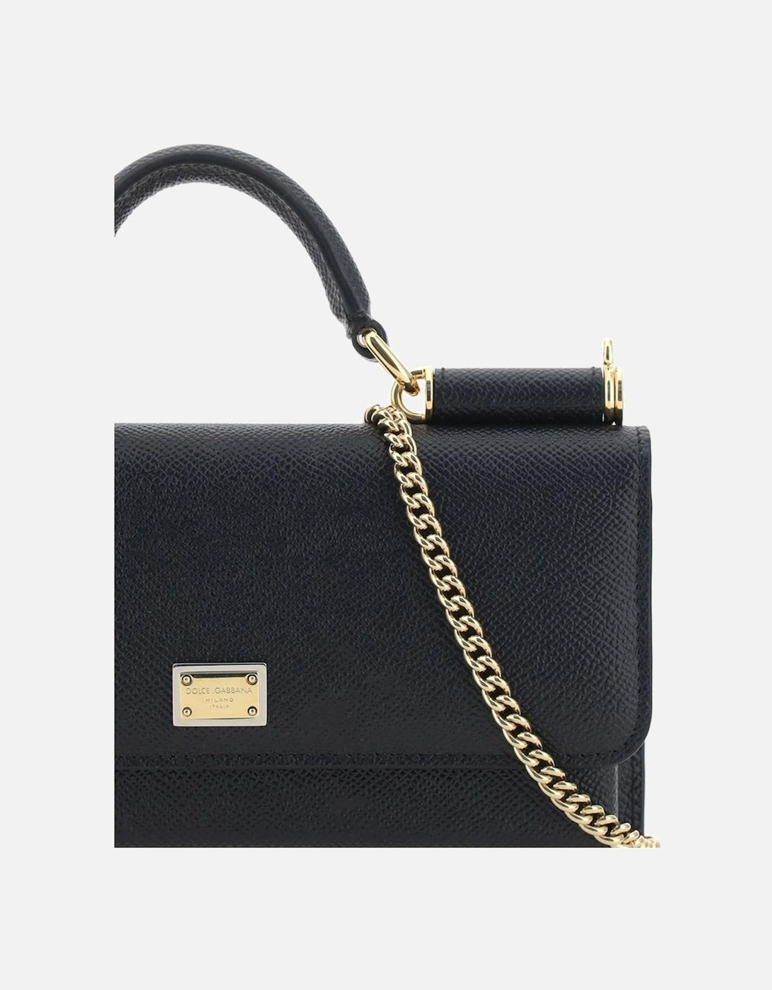 Calfskin Micro Sicily Shoulder Bag with Chain Strap Women - Black