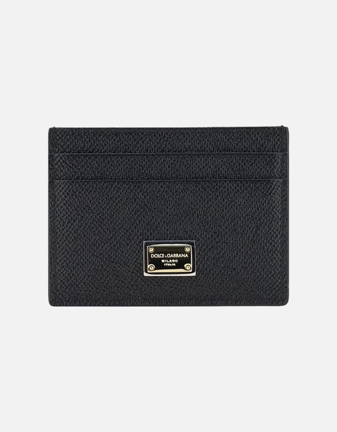 Calfskin Card Holder with Logo Plaque Women - Black Wallets, 4 of 3
