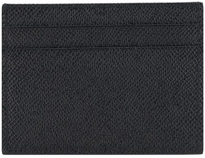Calfskin Card Holder with Logo Plaque Women - Black Wallets