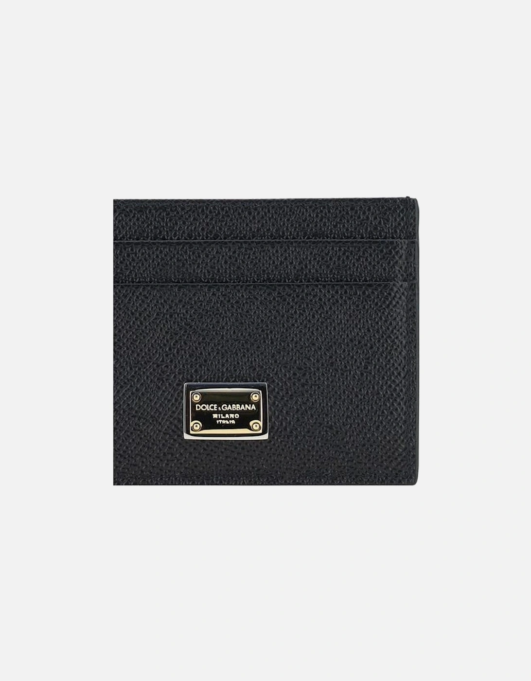 Calfskin Card Holder with Logo Plaque Women - Black Wallets