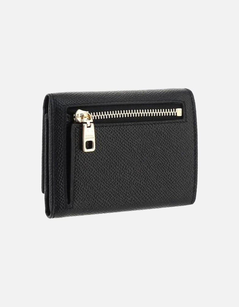 Calfskin Leather Wallet with Button Closure and Zip Pocket Women -