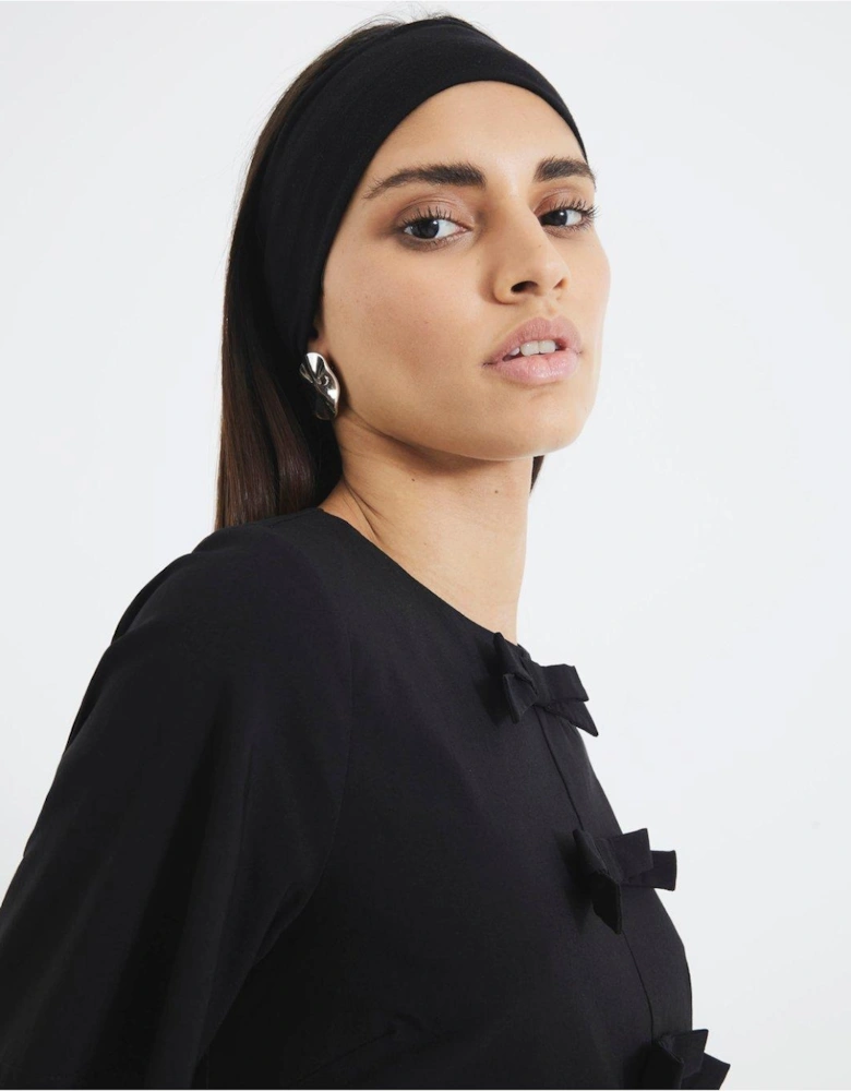 Bow Mini T-Shirt Dress - Black