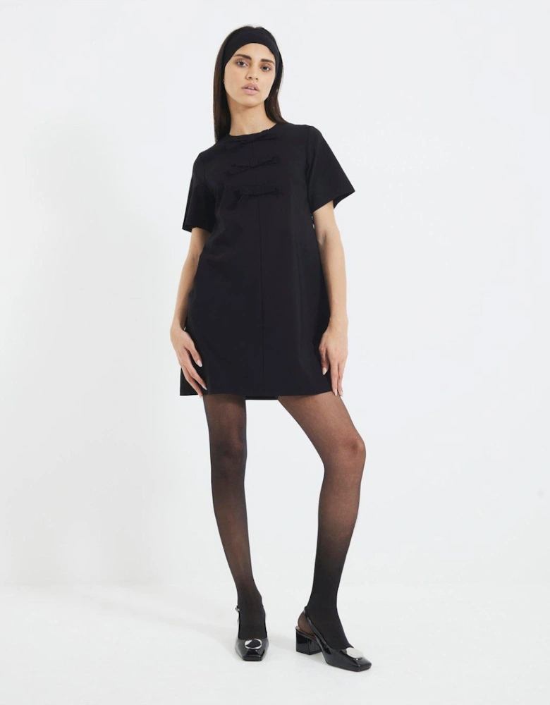 Bow Mini T-Shirt Dress - Black