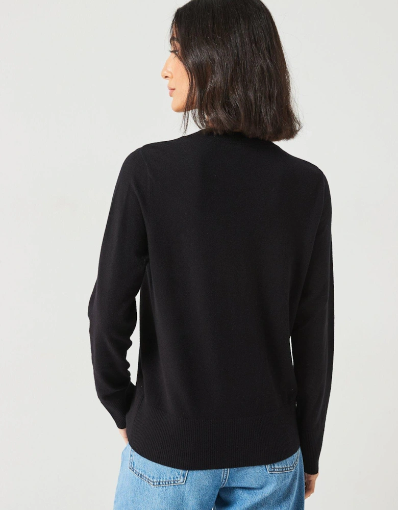 Relaxed Crew Neck Jumper - Black