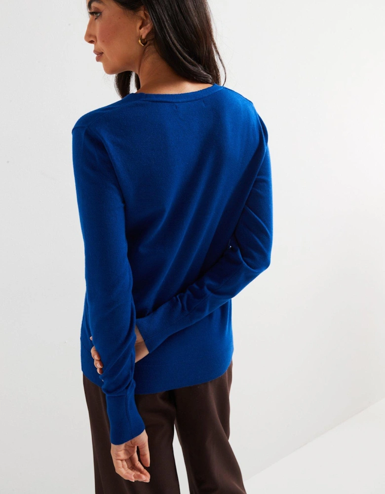 V Neck Jumper - Bright Blue