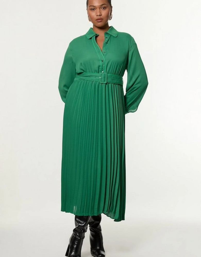 Plus Size Contrast Tipped Georgette Woven Shirt Dress