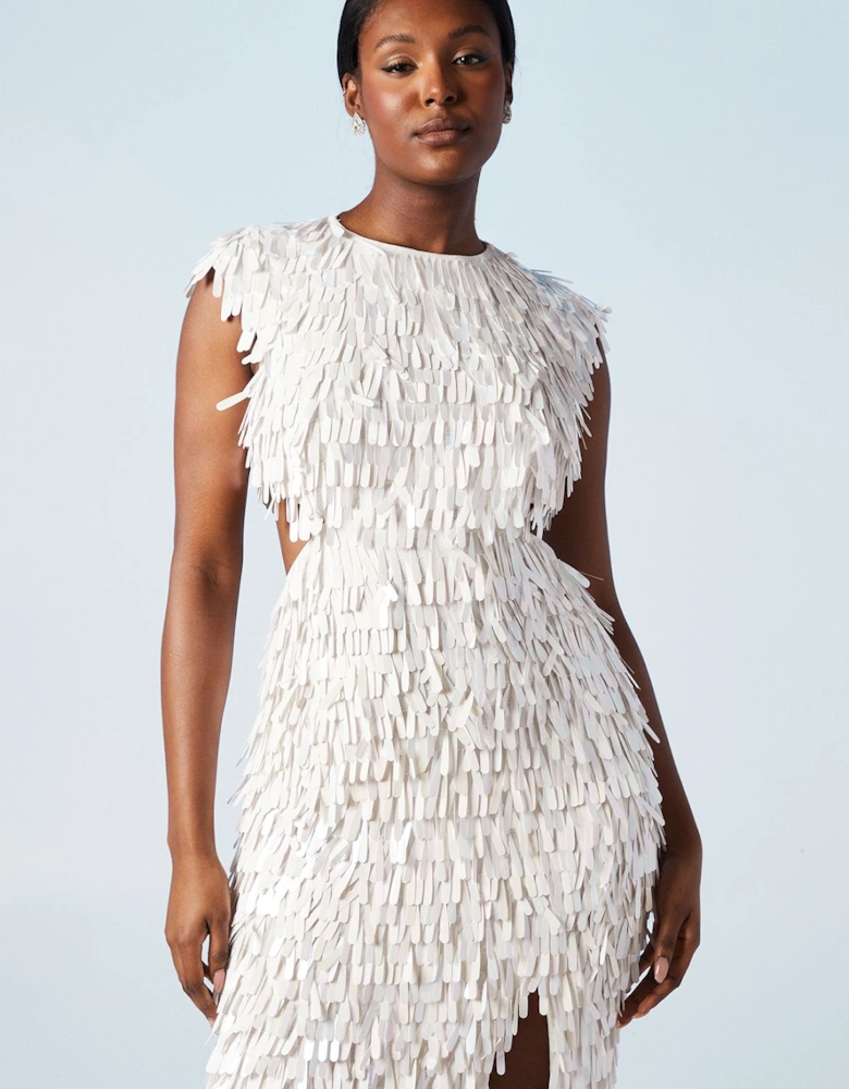 Sequin Detail Open Back Midaxi Bridal Dress