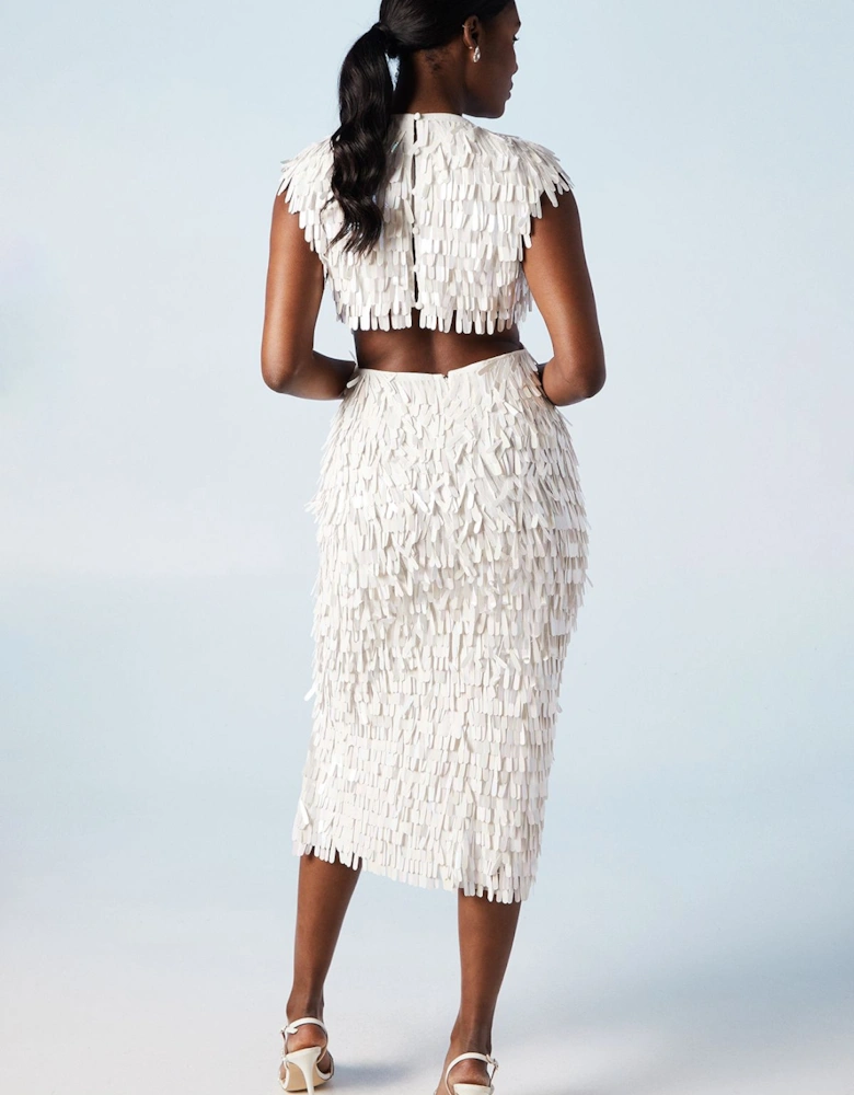 Sequin Detail Open Back Midaxi Bridal Dress
