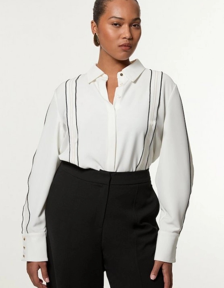 Plus Size Soft Tailored Contrast Tipped Shirt