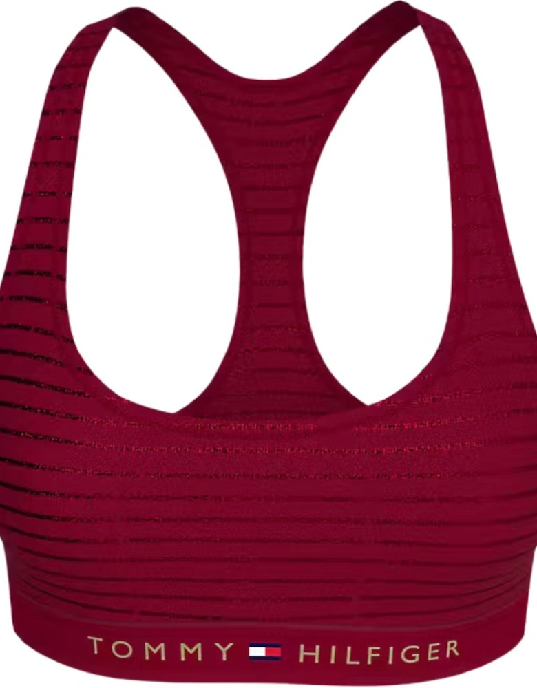 Lurex Pinstripe Unlined Bralette, Deep Rouge