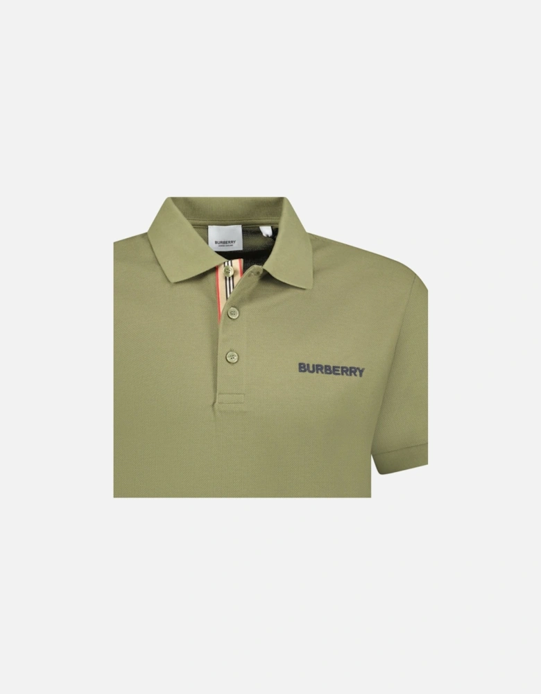 'Hartford' Embroidery Logo Check Polo Olive