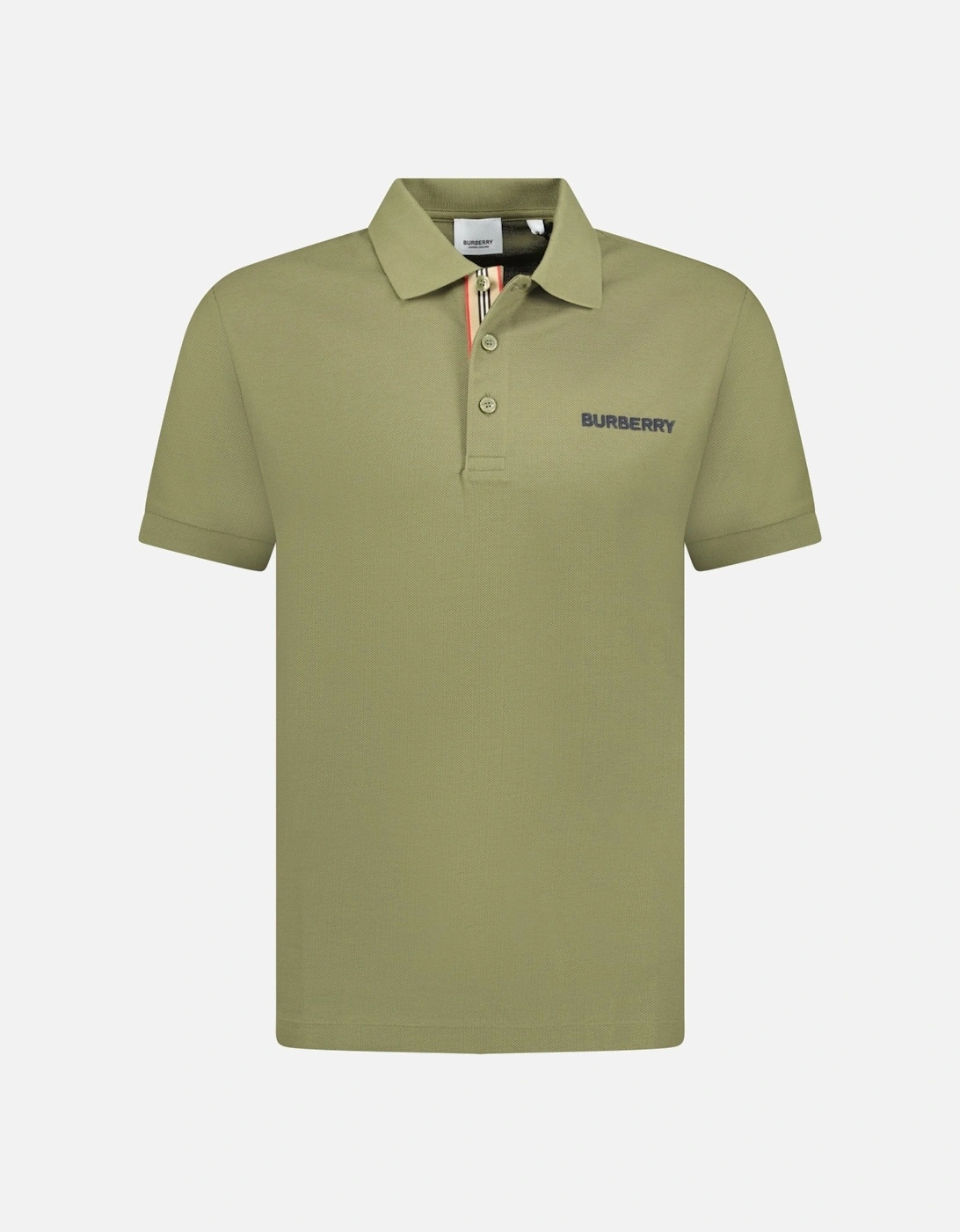Men's Burberry 'Hartford' Embroidery Logo Check Polo Olive - Green - Size: 42