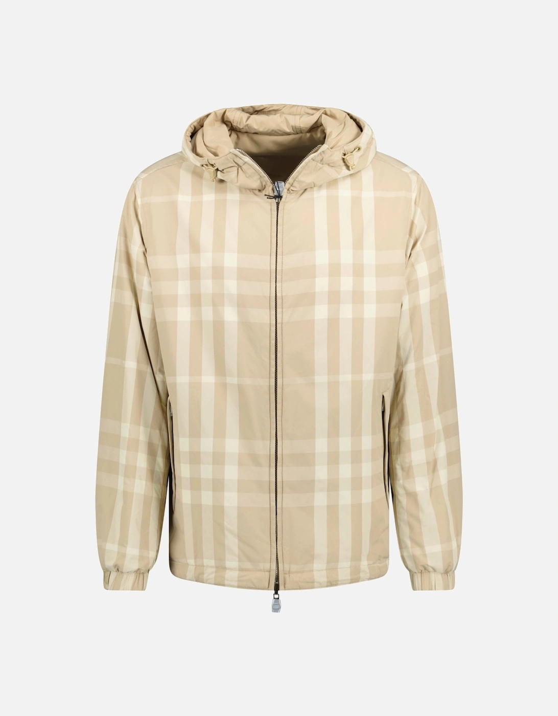 'Stanford' Reversible Check Rear Logo Hooded Padded Jacket Beige, 6 of 5