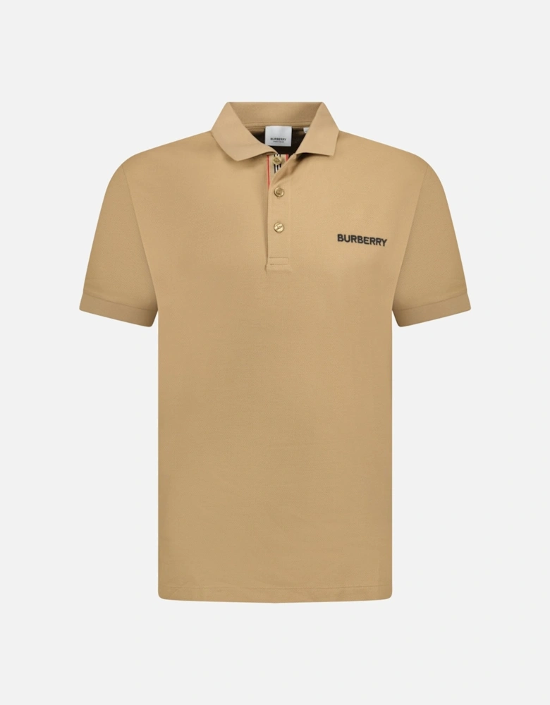 'Hartford' Embroidery Logo Check Polo Camel Beige