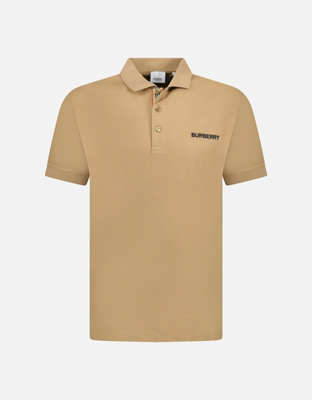Men's Burberry 'Hartford' Embroidery Logo Check Polo Camel Beige - Cream - Size: 38