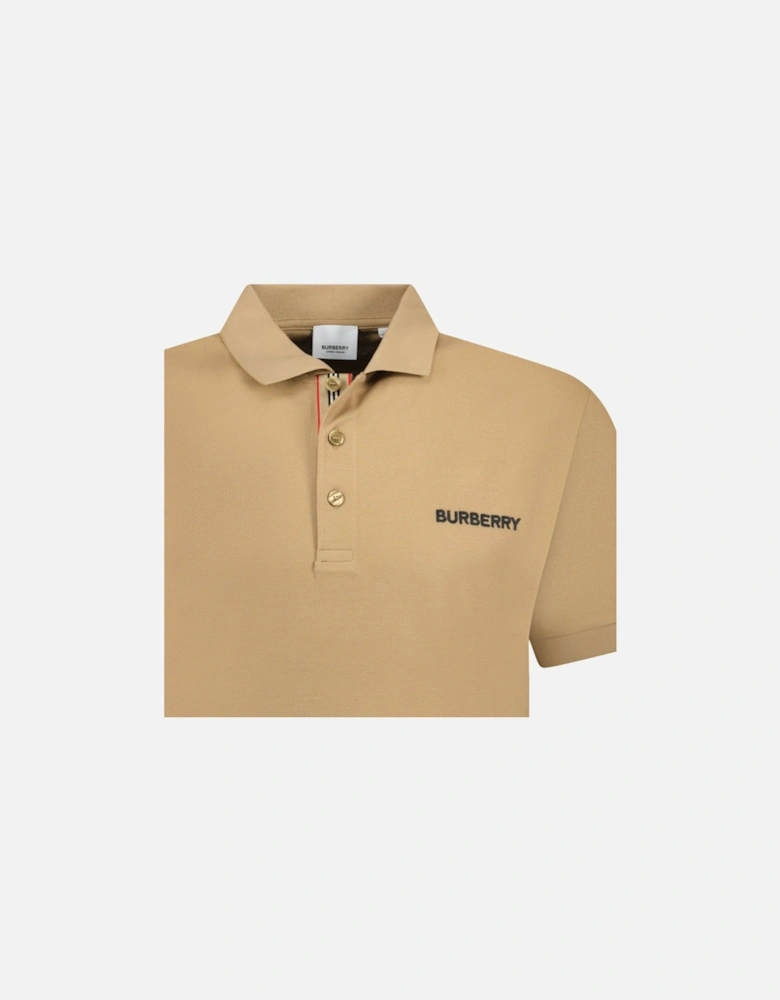 'Hartford' Embroidery Logo Check Polo Camel Beige