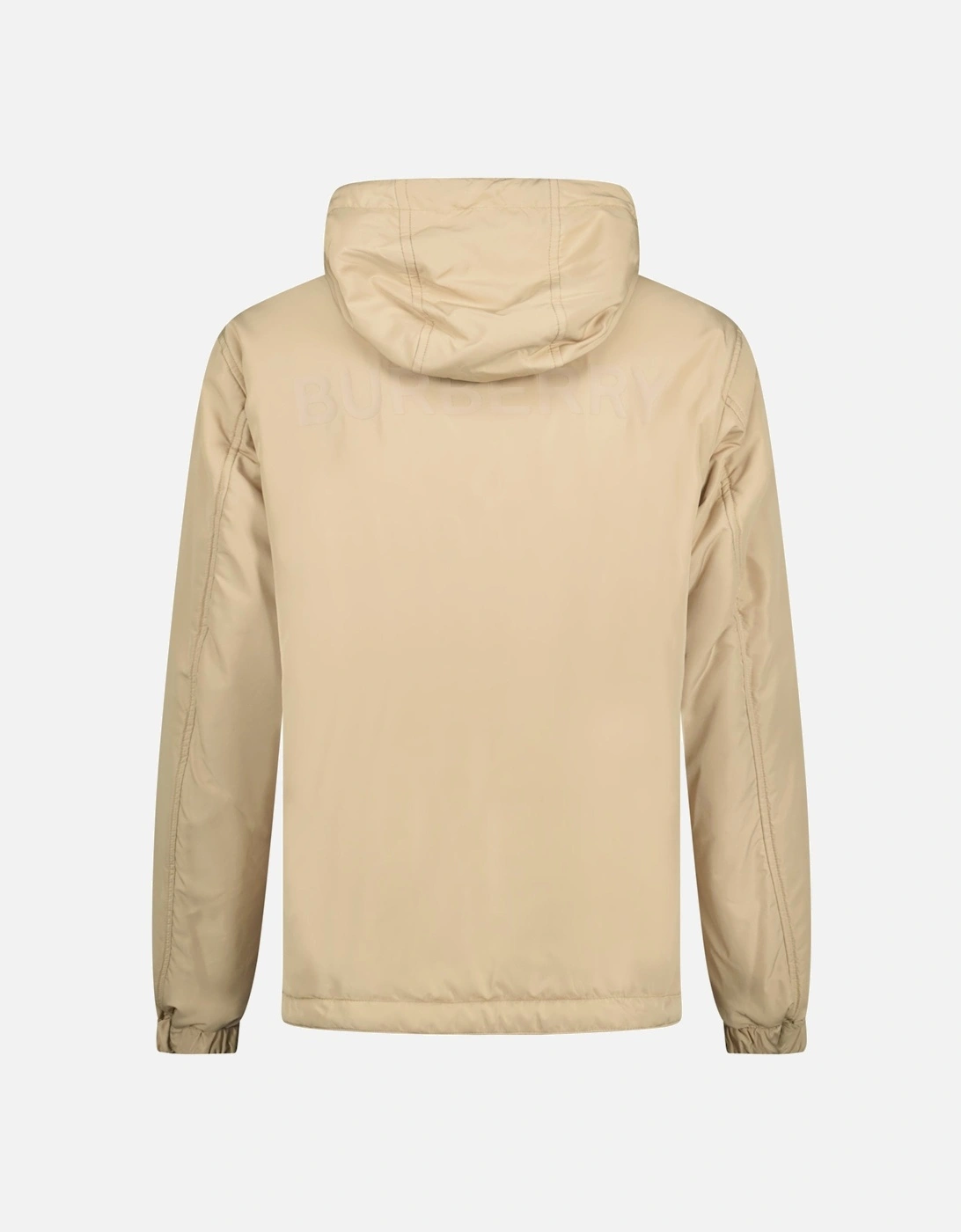 'Stanford' Reversible Check Rear Logo Hooded Padded Jacket Beige