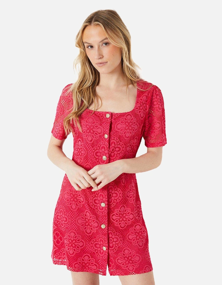 Womens/Ladies Button Through Mini Dress