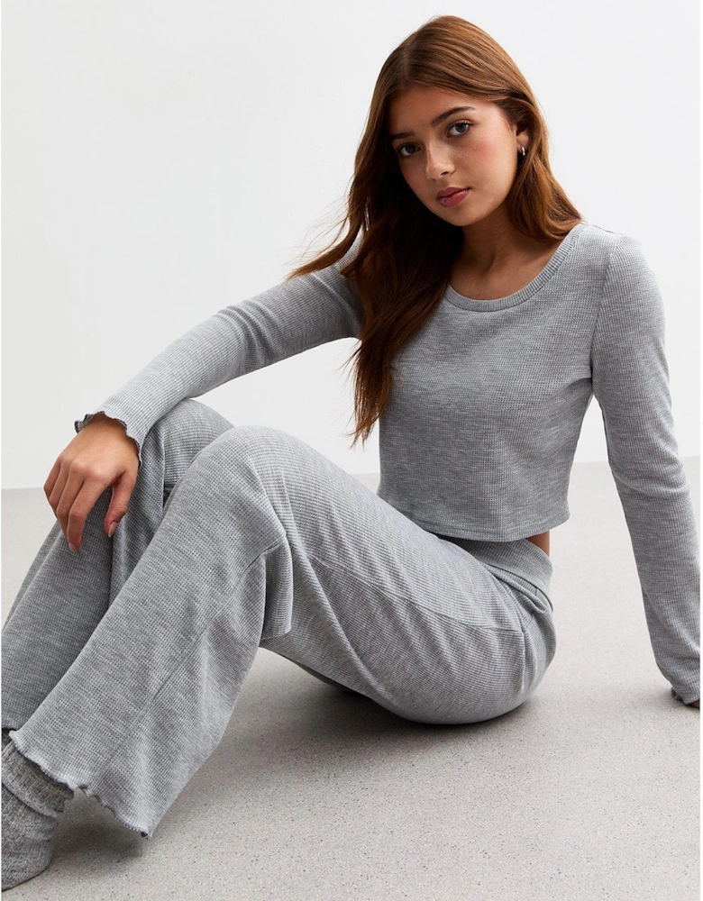 Girls Grey Top And Bottoms Set