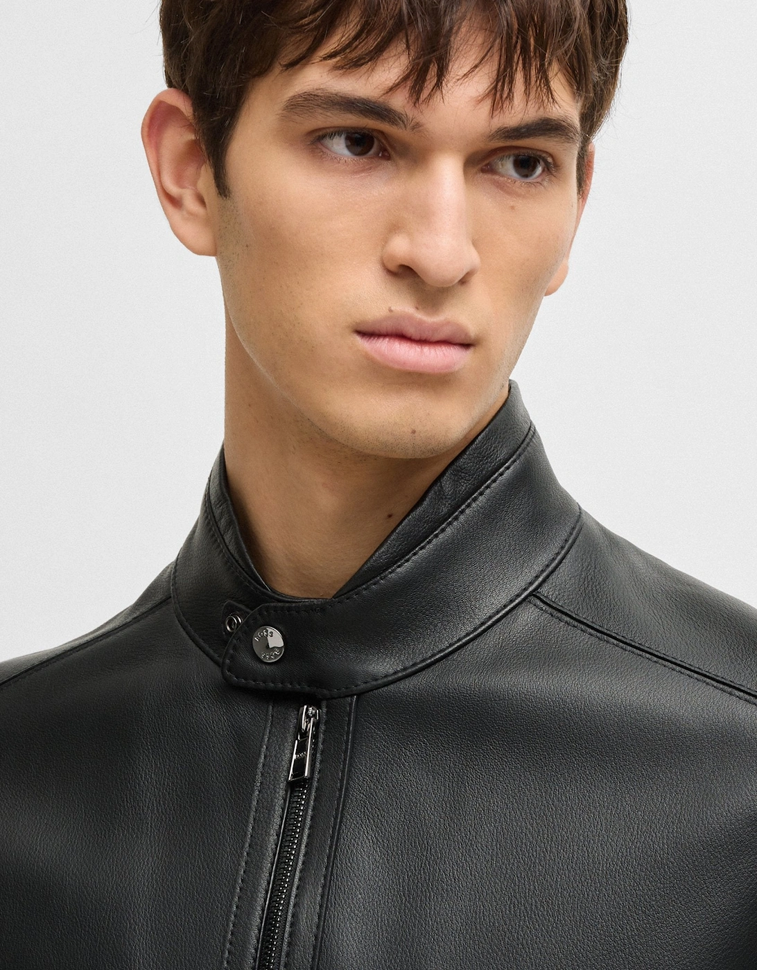 BOSS Black H-Mansell3 Leather Jacket 001 Black